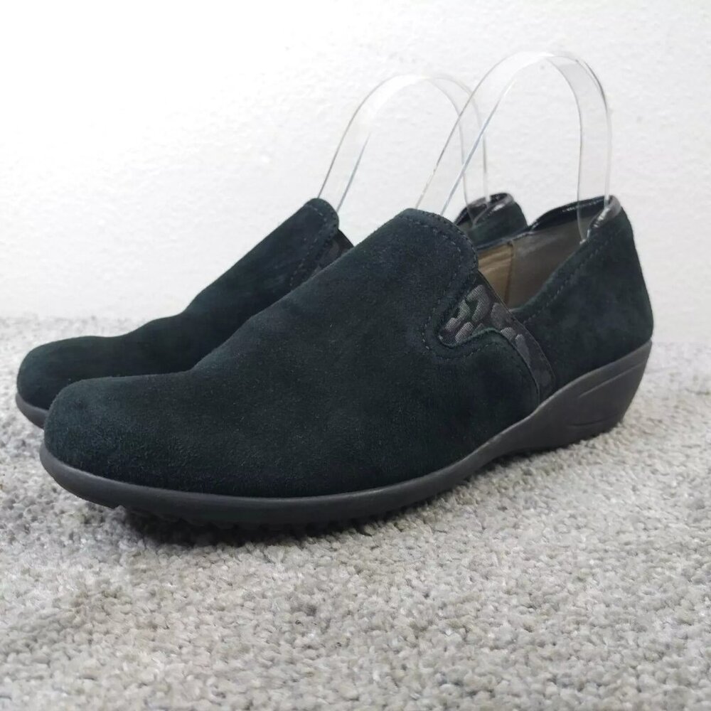 Ara Shoes Womens Size 9 Slip On Loafers Comfort Shoe Black Leather